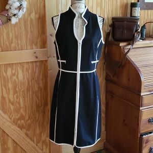Etcetera Black White Sleeveless Zip Front Dress
